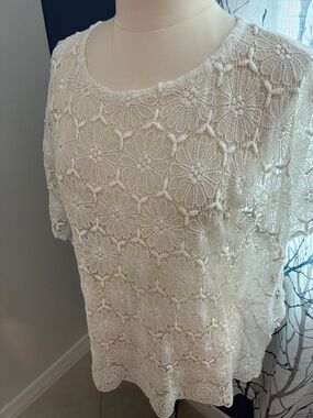 Mastro Moda -Made in Italy - White Crochet Lace Top